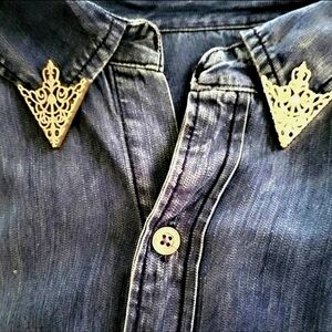 1 Pr Silver Or Gold Collar Tips Boho/ Western Vintage style